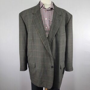 Towncraft Men's Sport Coat Blazer Two Button Flannel‎ Plaid Poly Lambs Wool 54L